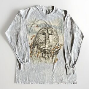 The Mountain Shirt Mens Large Gray Long Sleeve Owl Graphic Winter Nature Tee
